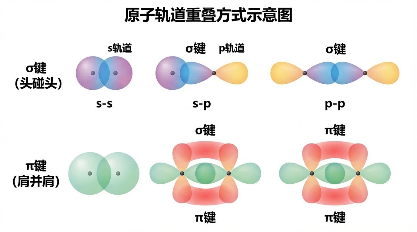 Sigma和Pi键重叠示意图